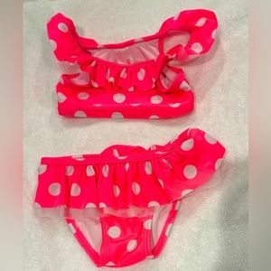 Girl 18 months pink polka dot swim bikini set